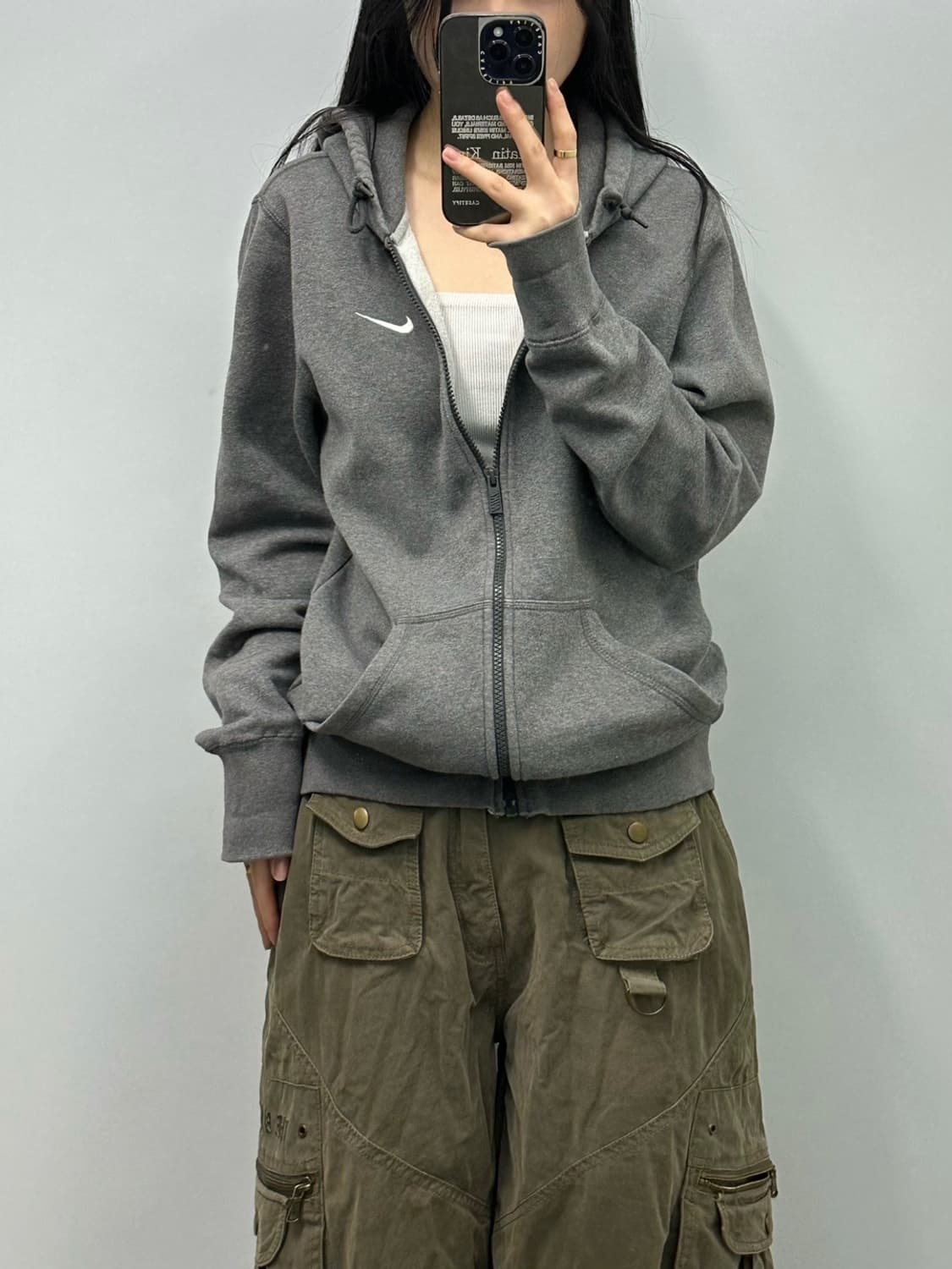 나이키 00s 스우시 그레이 기모 후드집업 상품이미지1