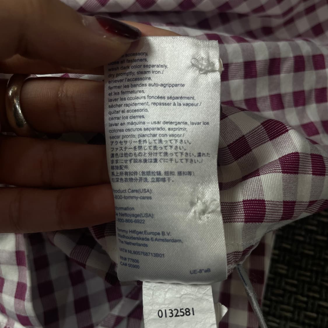 타미힐피거 퍼플핑크 체크 커스텀핏 긴팔 셔츠 L 상품이미지8