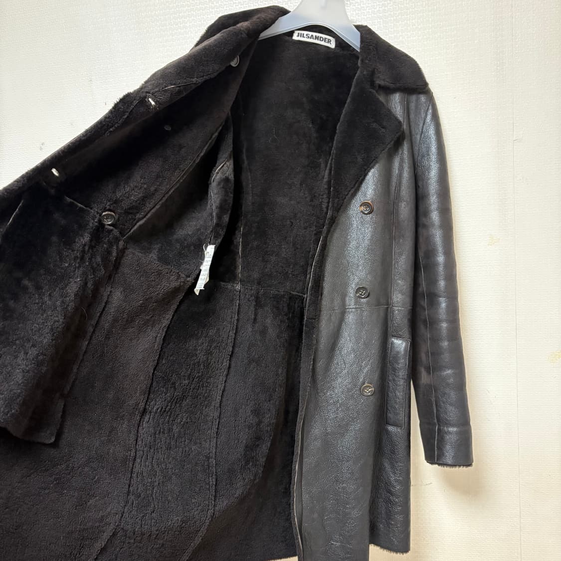 질 샌더 시어링 레더 코트 상품이미지3