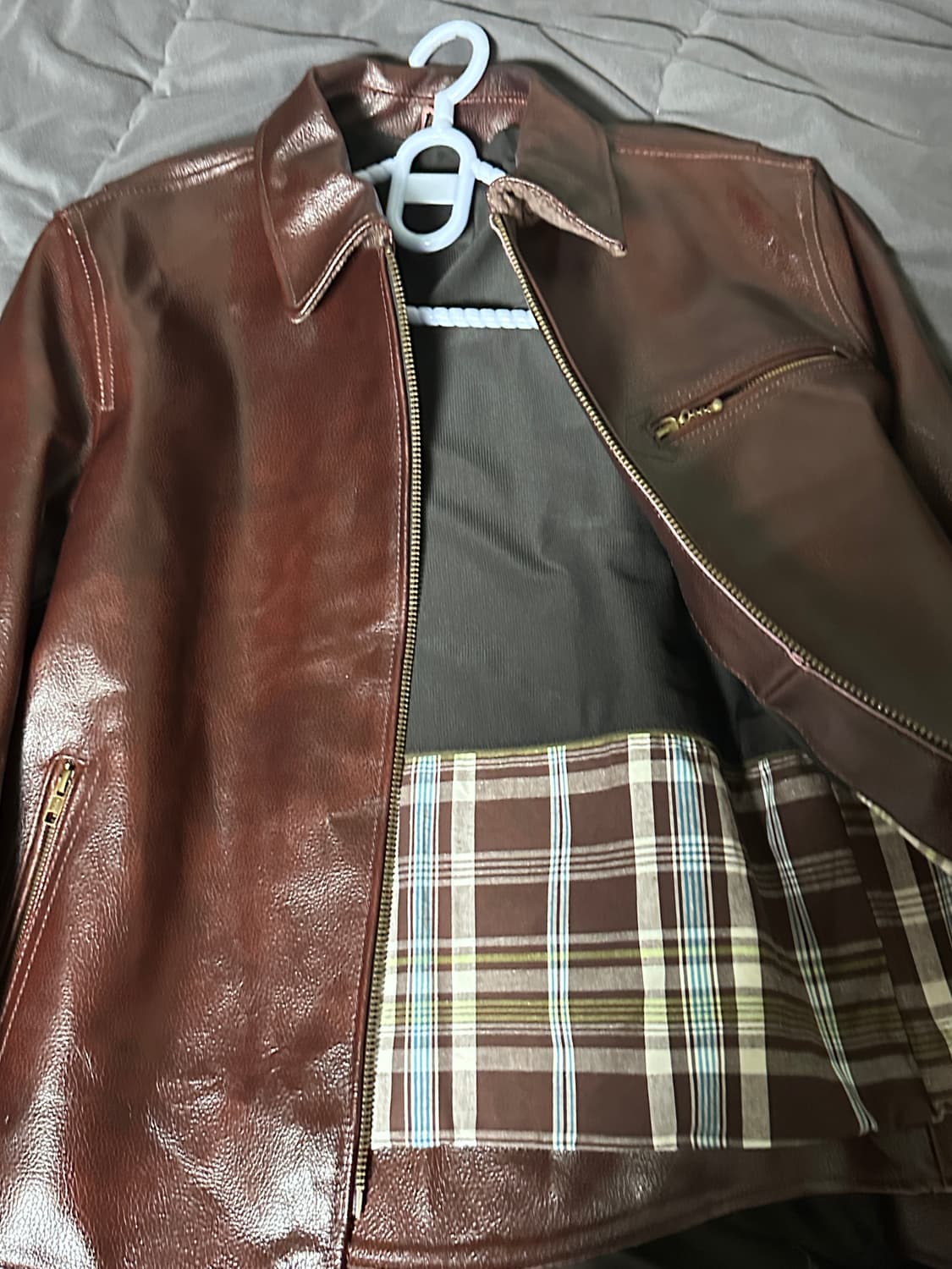 빈티지 레더자켓 버건디 상품이미지3