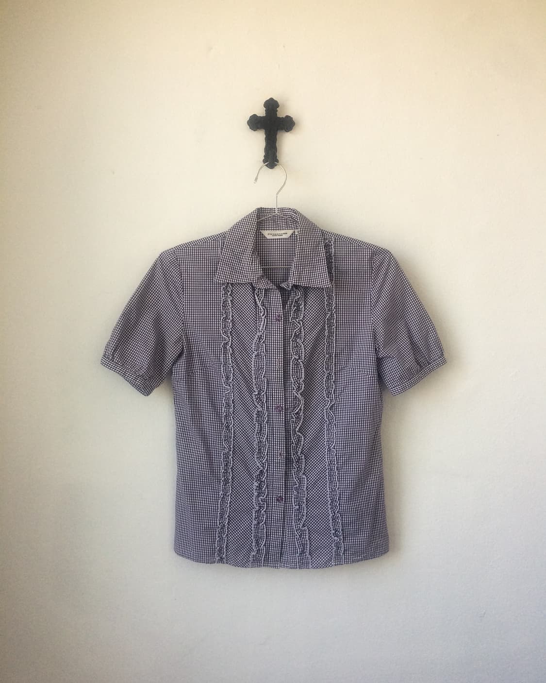 Frill check pattern shirt 상품이미지1