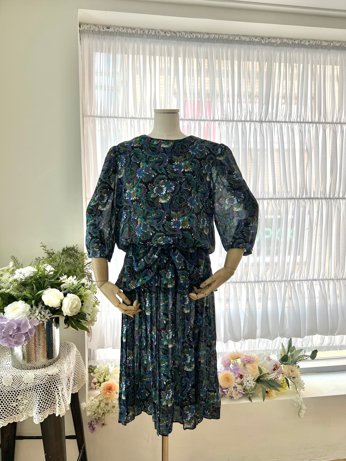 페이즐리 플라워 리본 원피스 상품이미지5