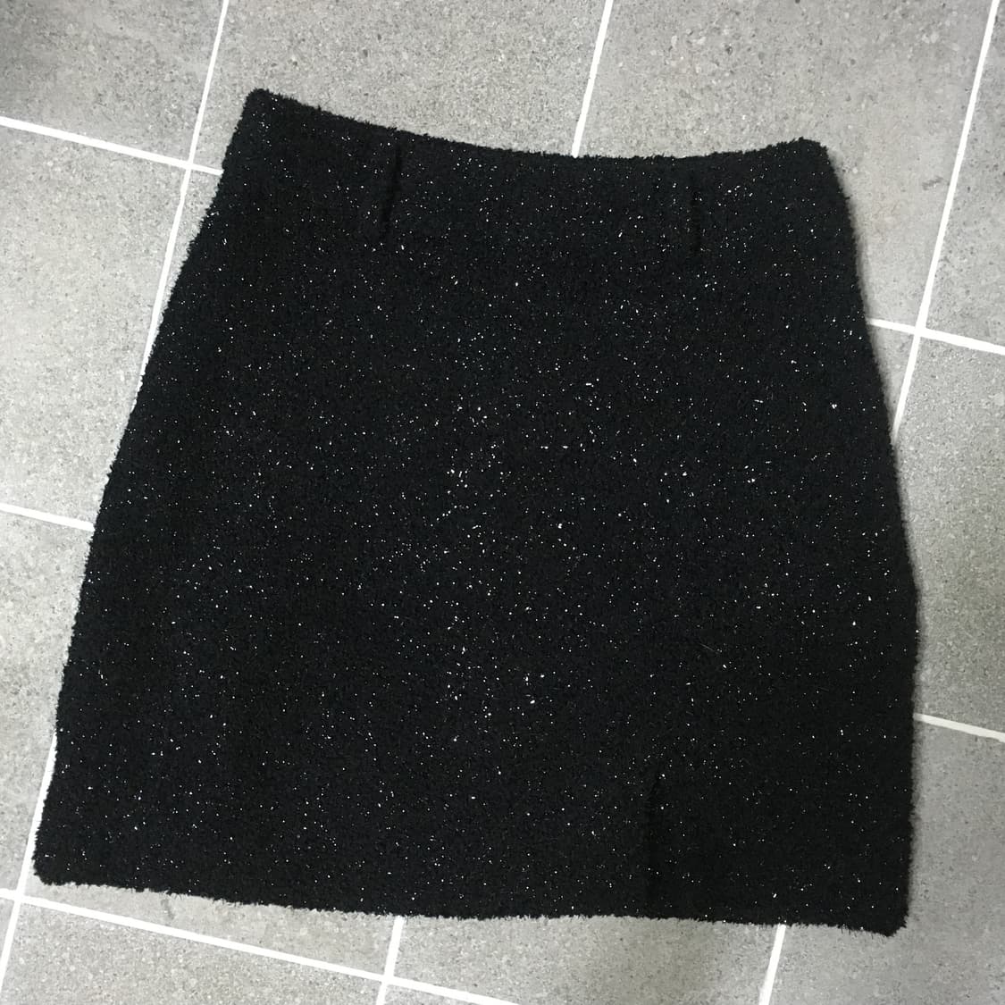 클라따 트위드 스커트 블랙 상품이미지1