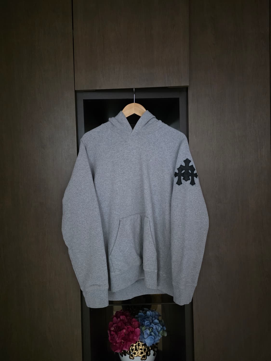 [L] 크롬하츠 레더패치 페이퍼잼 후드 그레이 상품이미지2