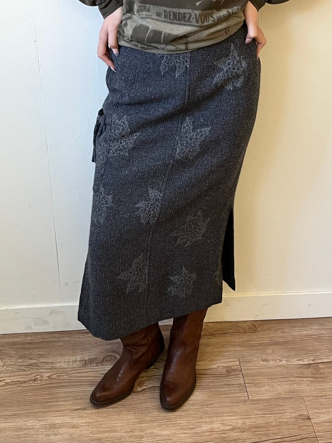 KOOS 로브 밴딩 울 스커트 상품이미지6