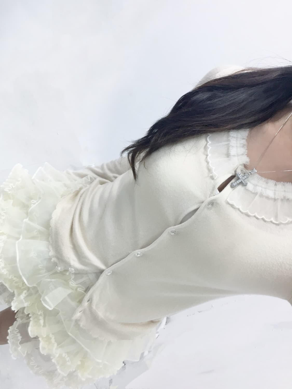 쉬폰 레이스 로걀 아이보리 가디건 상품이미지3