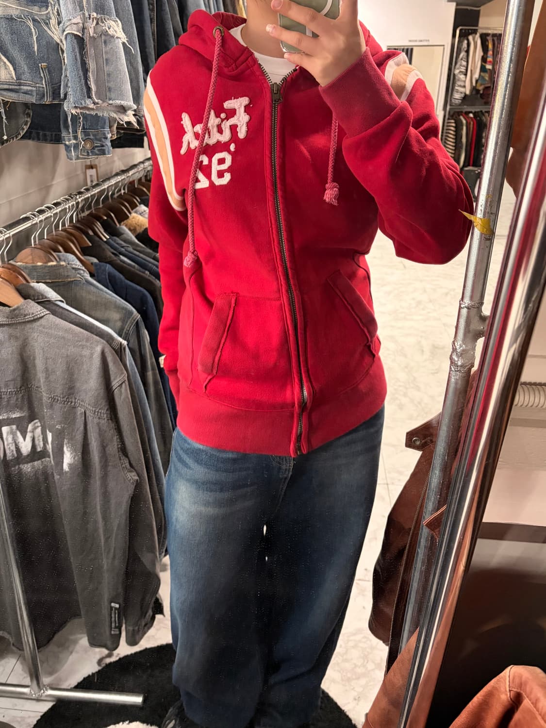 (정품/L)아베크롬비 후드집업 레드 a1 상품이미지1