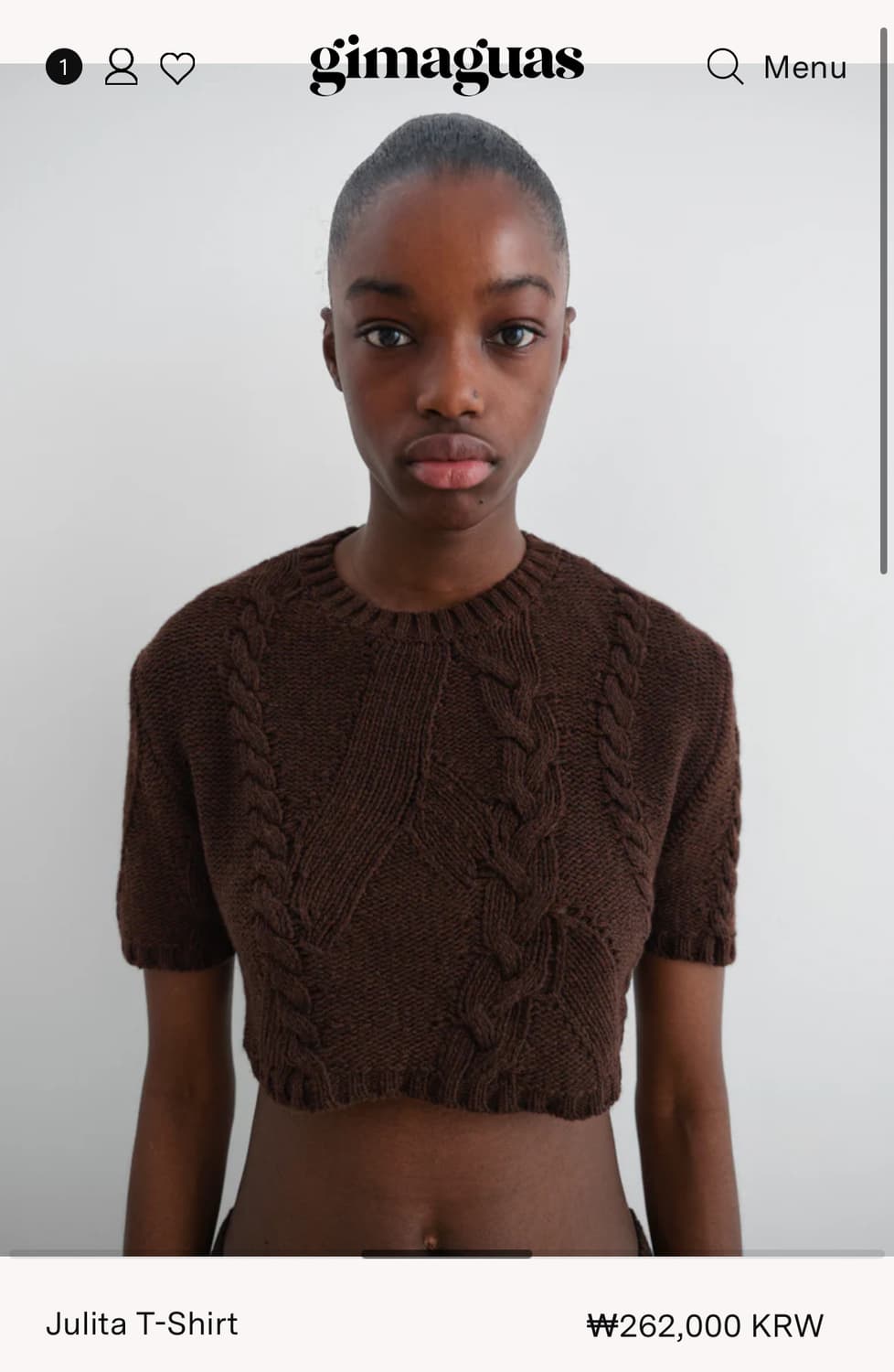 [S,M,L]기마구아스 Julita 꽈배기 크롭 니트/브라운 상품이미지7