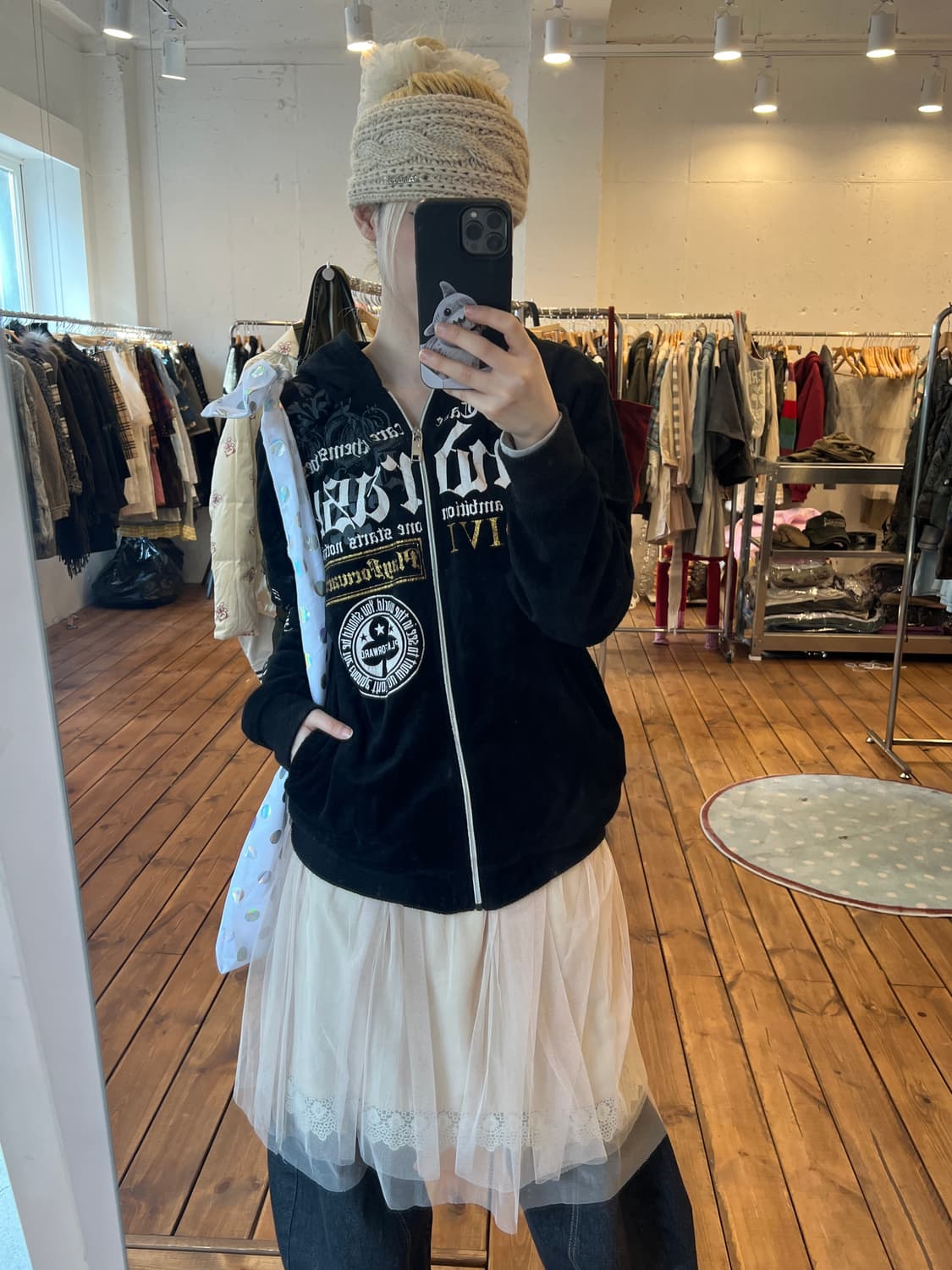 펑크 벨벳 후드집업 상품이미지3