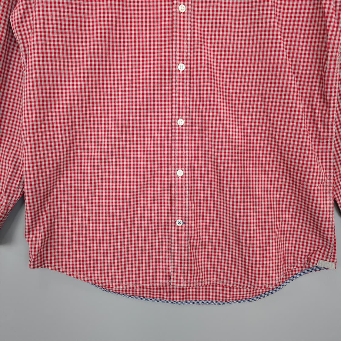 타미힐피거 슬림핏 깅엄 체크 셔츠 레드 L 상품이미지3