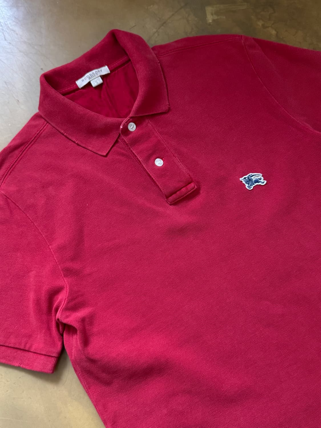 버버리 기마패치 버건디 카라 반팔티 S 상품이미지1