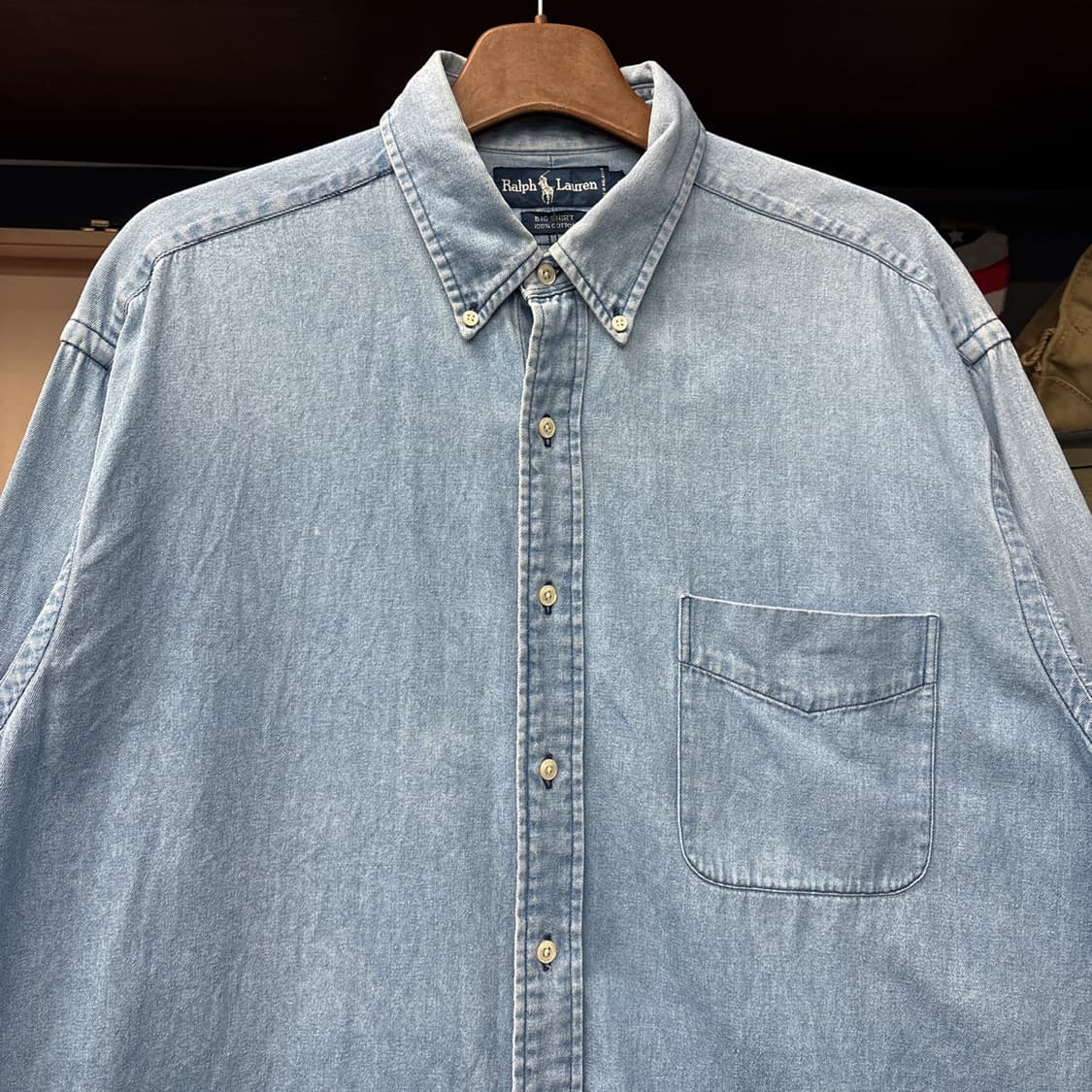 90s 폴로 랄프로렌 Big Shirt 사이드 포니 데님 셔츠 N1014 상품이미지3