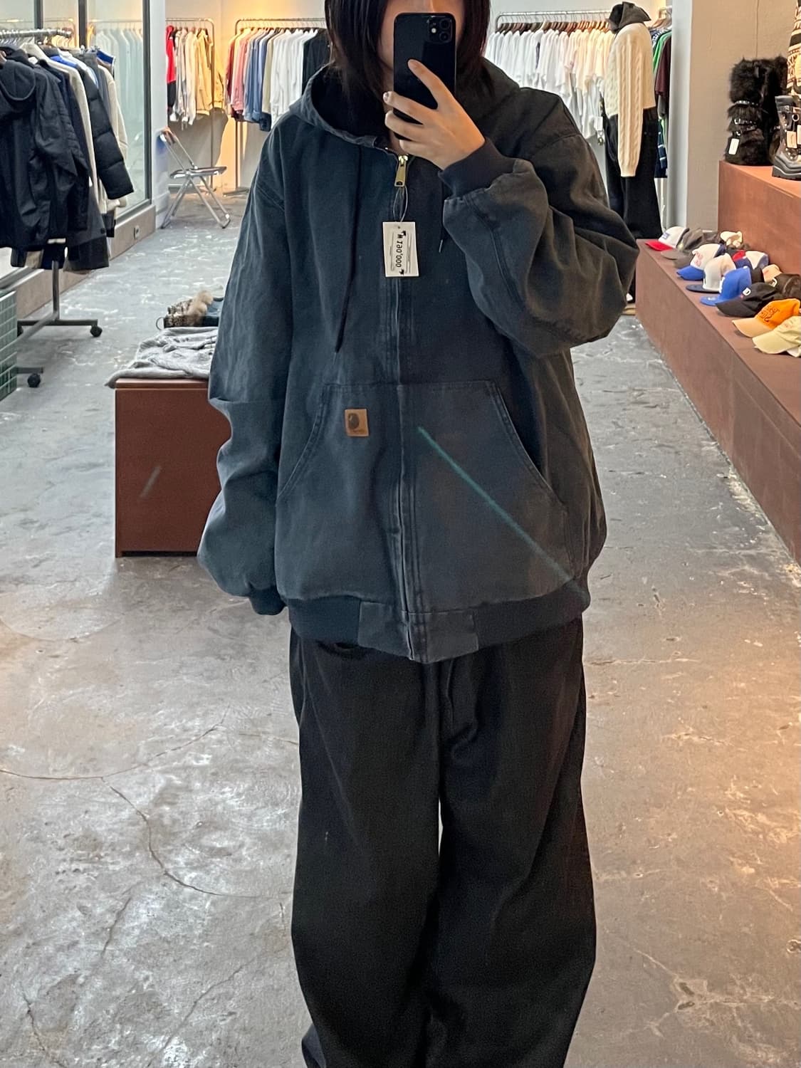 칼하트 액티브 네이비 후드 자켓 H864 상품이미지1
