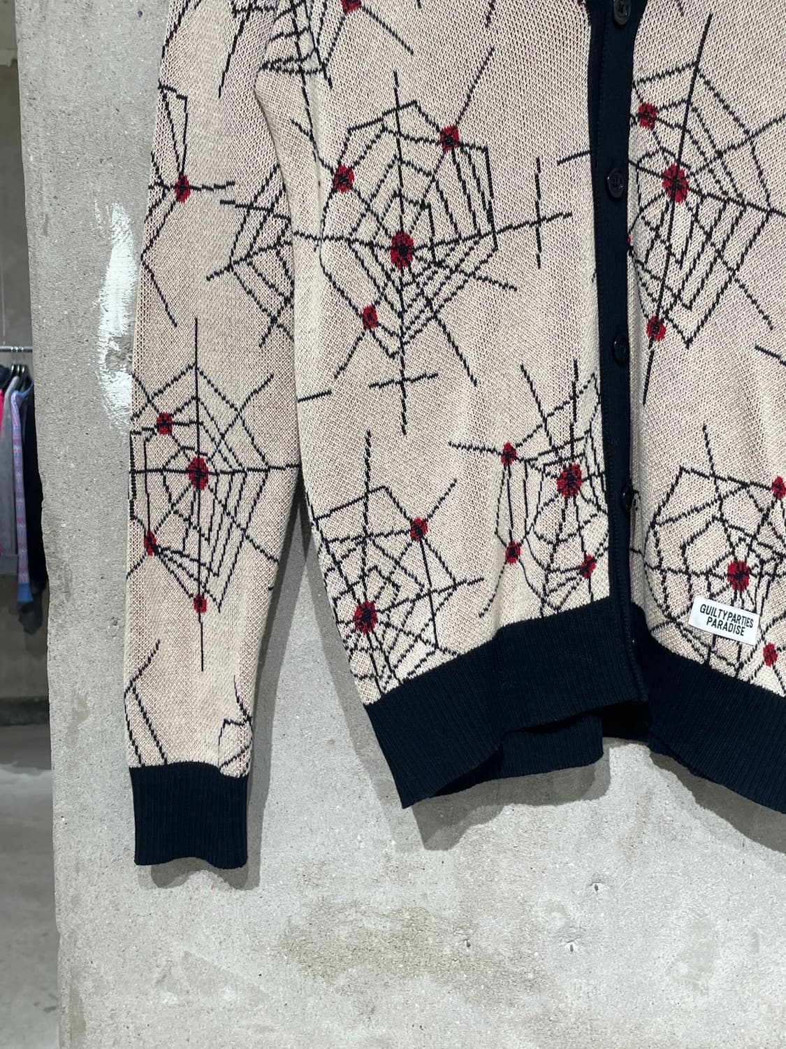 와코 마리아 17F/W 베이지 스파이더 넷 니트 가디건 상품이미지4