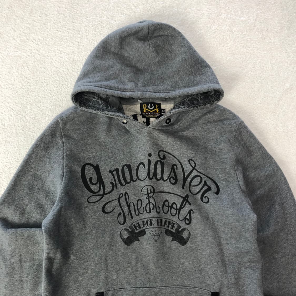 블랙프레임 스컬 프린팅 후드티  상품이미지3