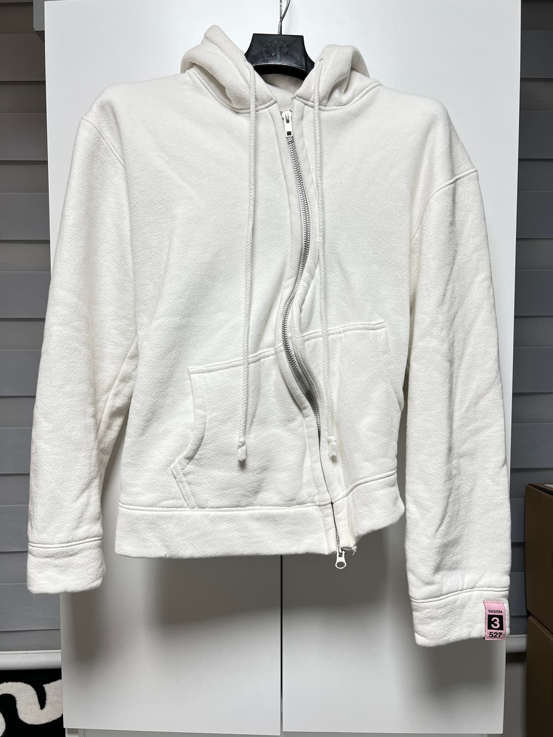 바퀘라 슈렁큰 화이트 후드집업 S 상품이미지3