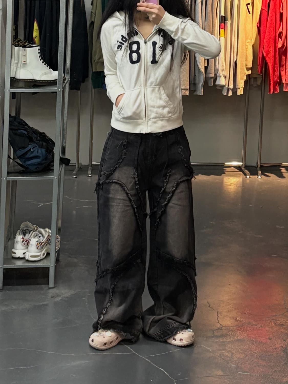 아베크롬비 y2k 아치로고 화이트 후드집업 A3001 상품이미지1