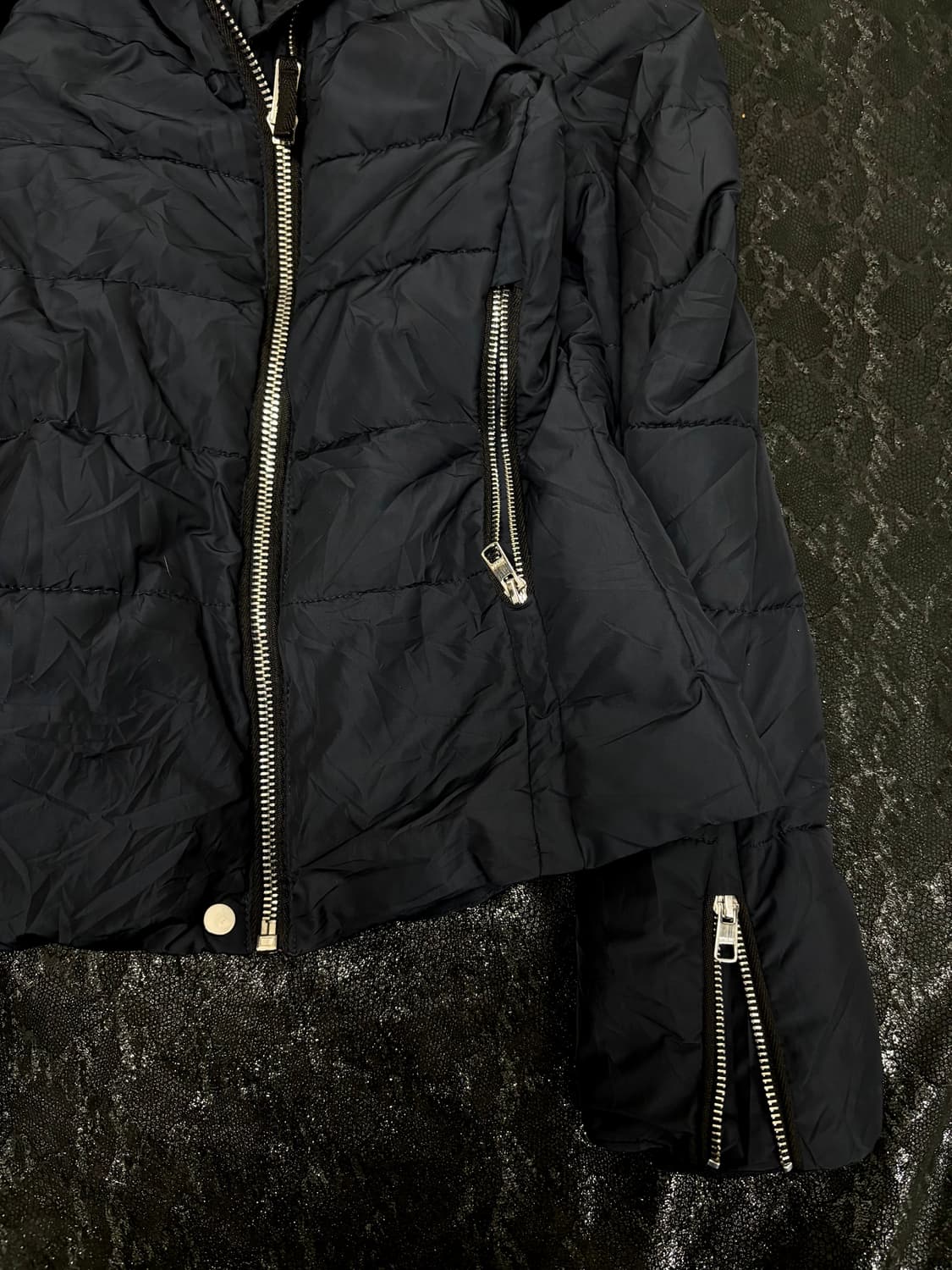 “Bershka” Fur Trimming Navy Padded Jacke 상품이미지2
