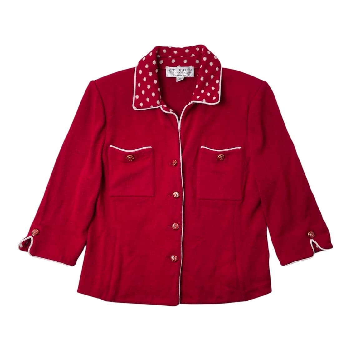 [중고] 세인트존 레드 도트 패턴 자켓 가디건 상품이미지1