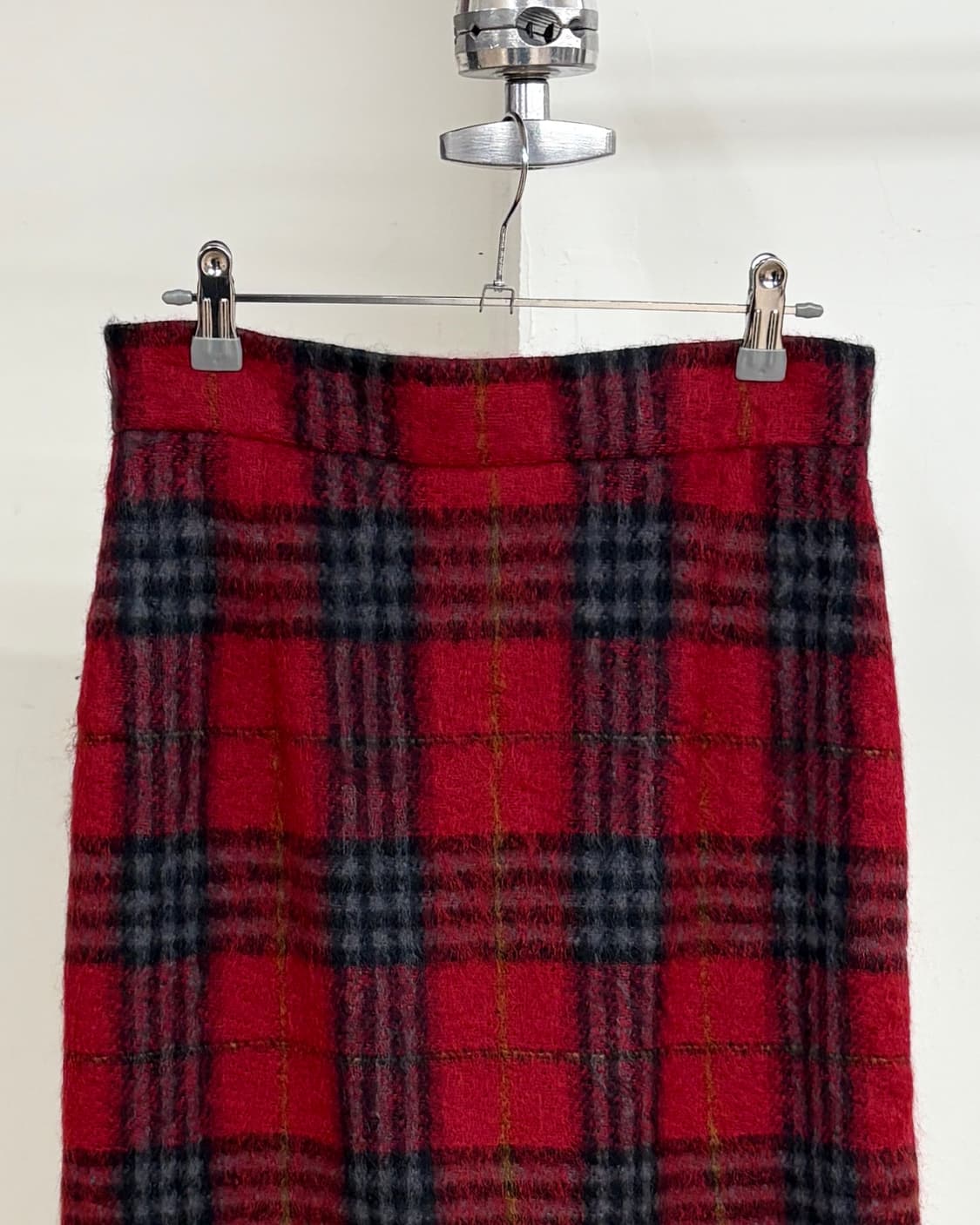 막스마라 레드 플레이드 체크 랩 미디 스커트 상품이미지5