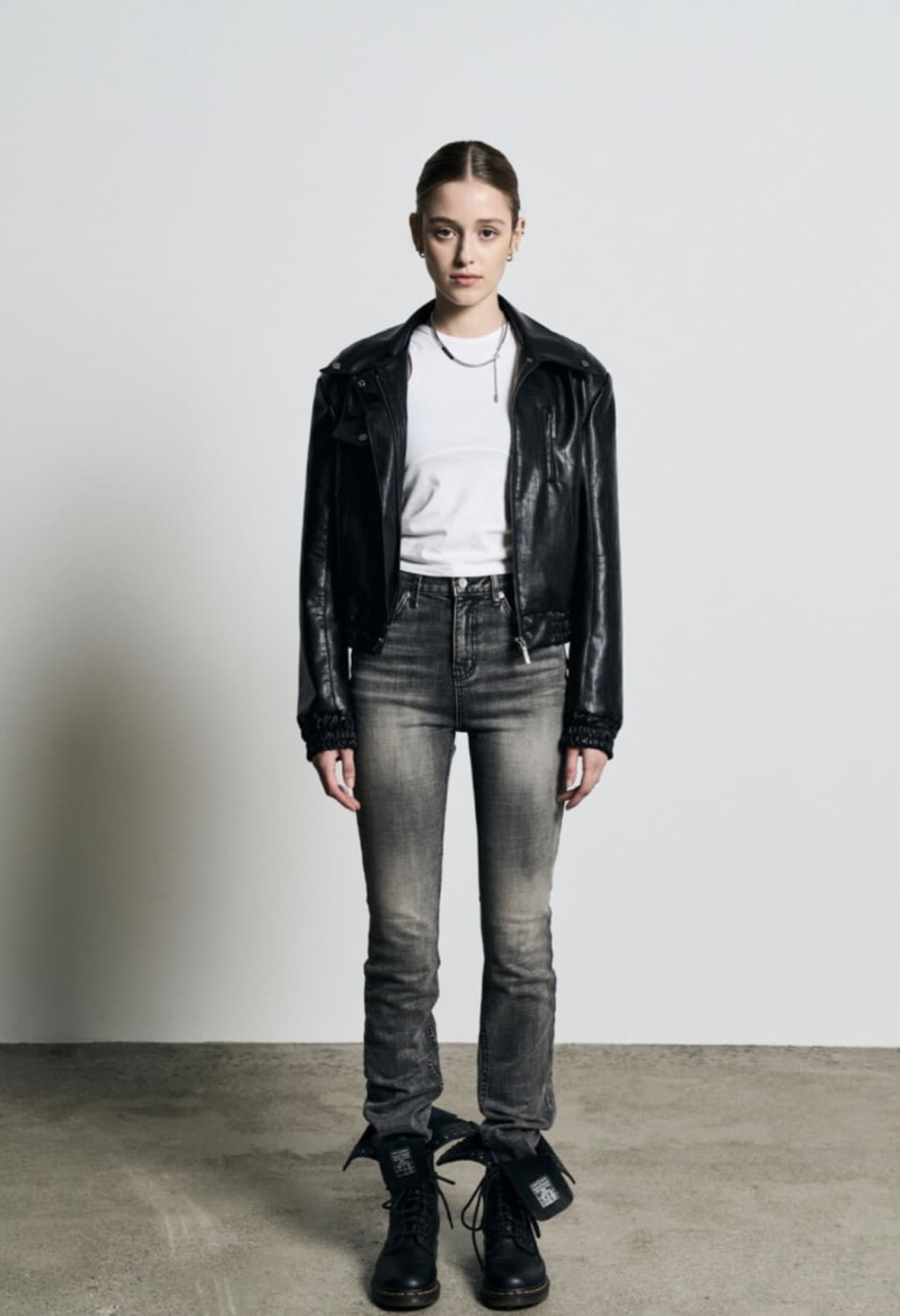 보헴서 하이웨스트 스트레이트 진 그레이 M 상품이미지1