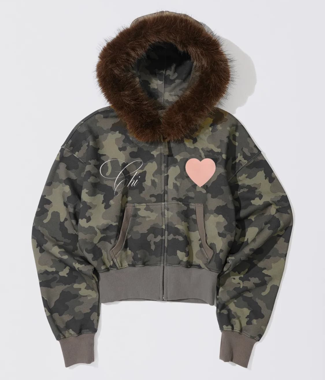 Faux Fur Trimming Hooded Zip-Up Forest C 상품이미지1