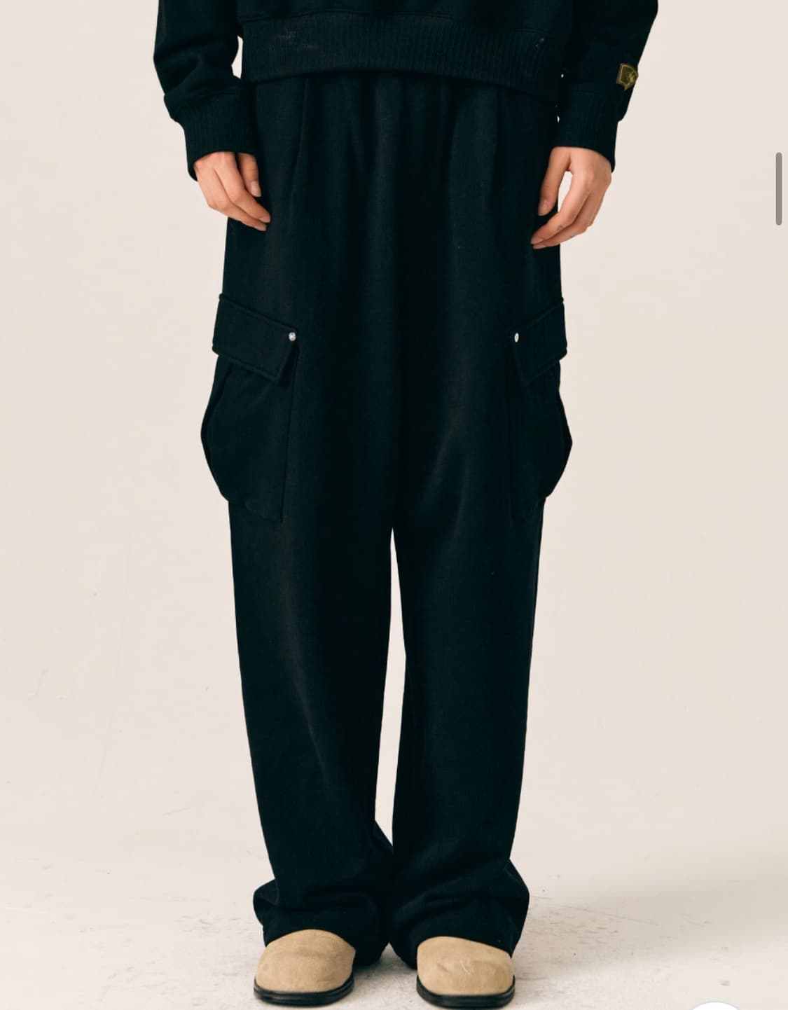 [M] 세터 라운지 와이드 카고 스웨트 스웻 팬츠 블랙 상품이미지1