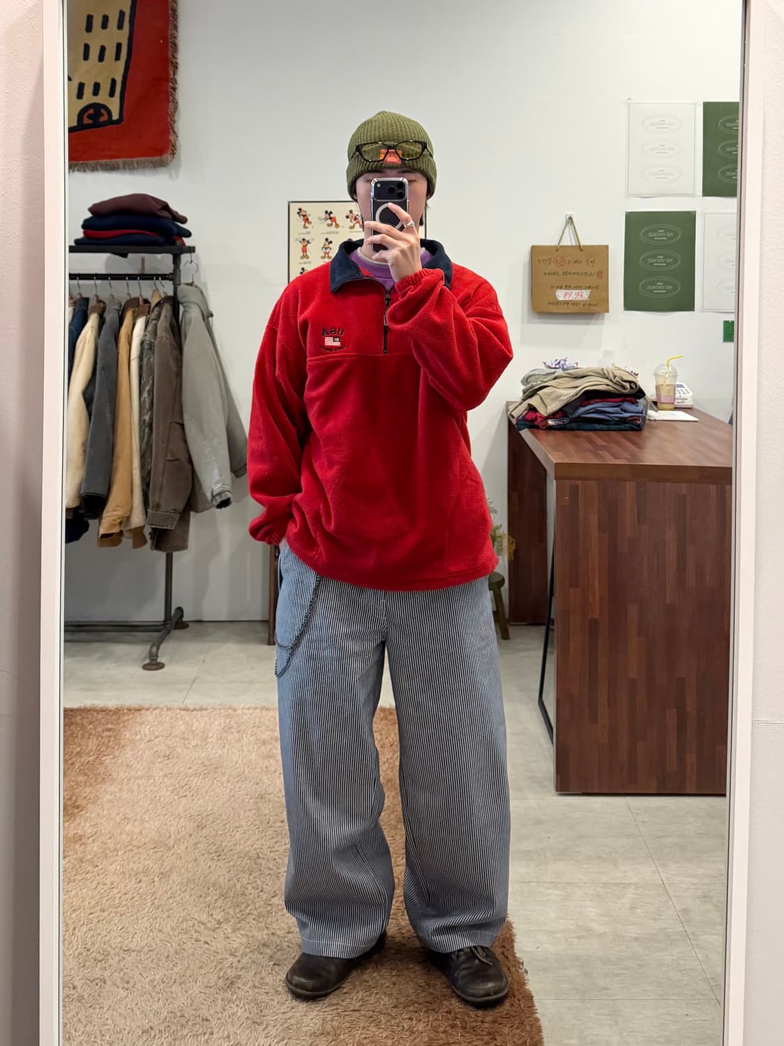 90s Vtg 빈티지 USA 하프넥 쿼터 집업 플리스 (USA) 상품이미지2