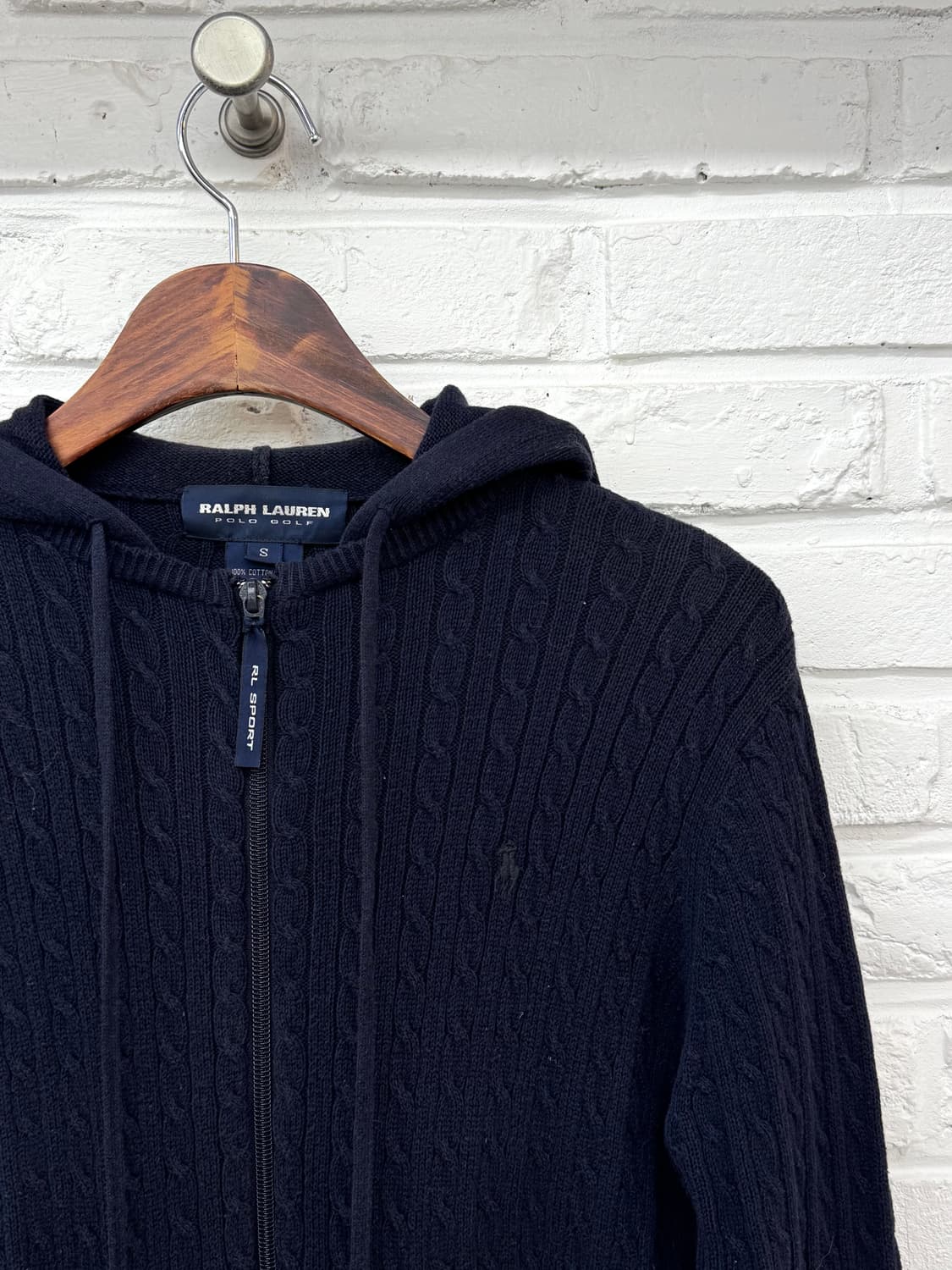 폴로 골프 네이비 꽈베기 니트후드집업 상품이미지4