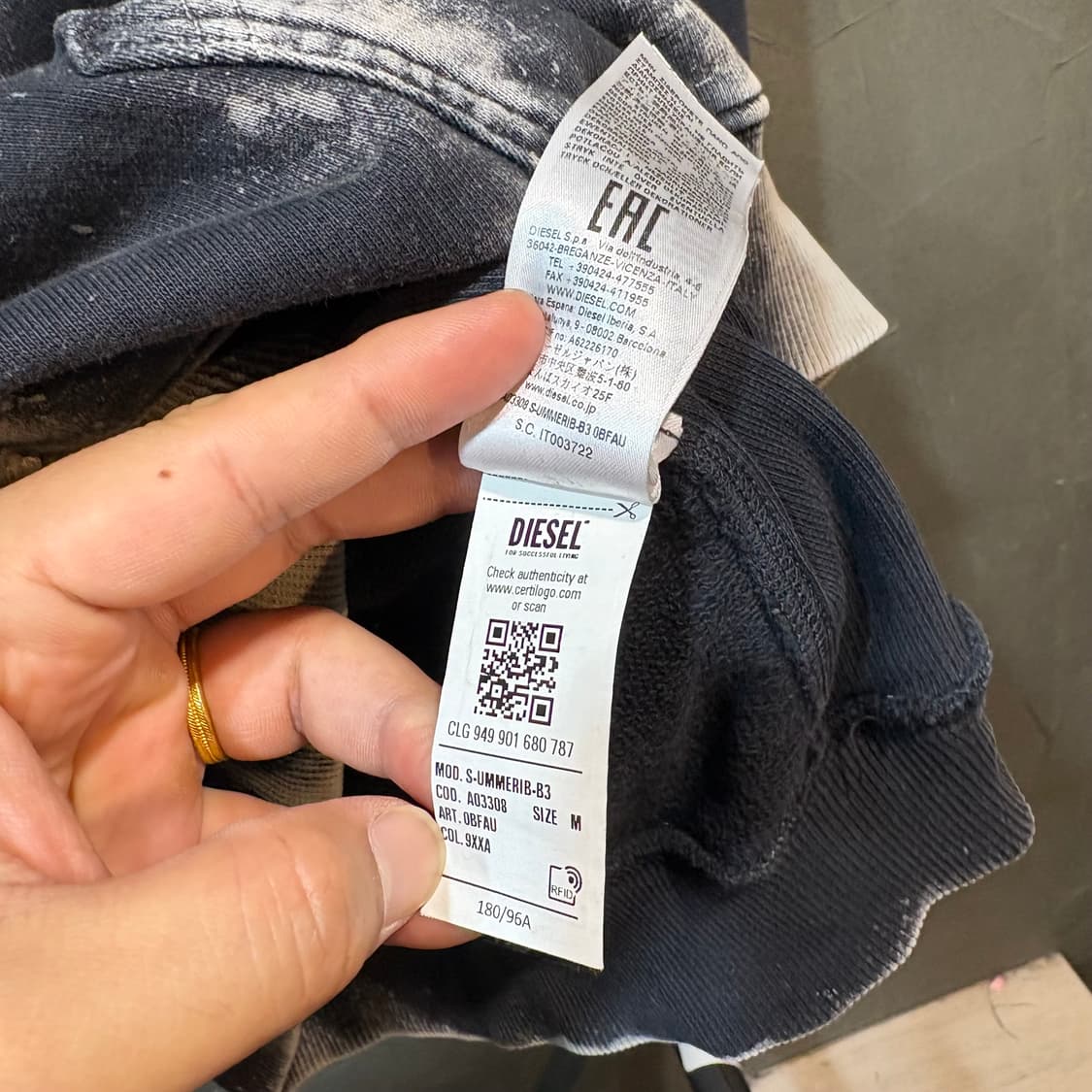 [M] DIESEL 디젤 타이다이 워싱 빈티지 후드티 상품이미지8