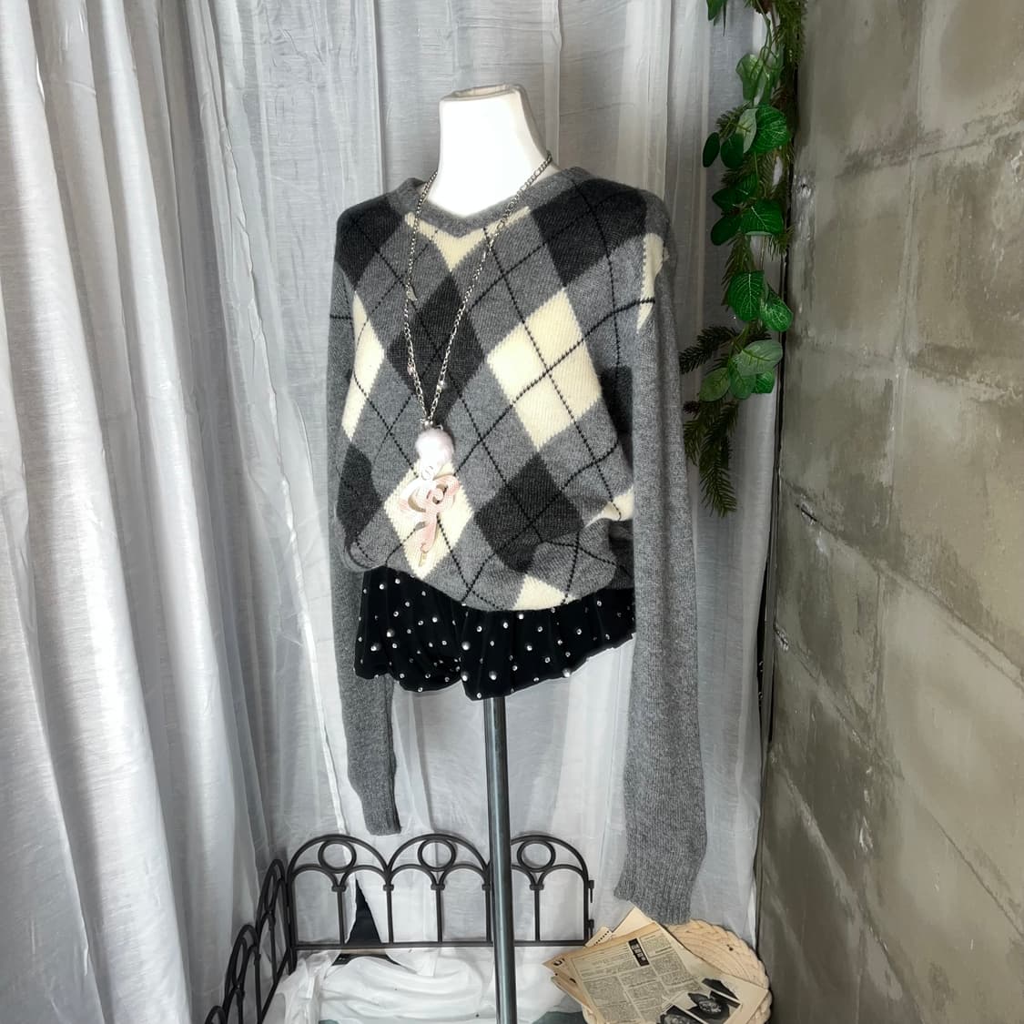  아가일 니트 상품이미지3