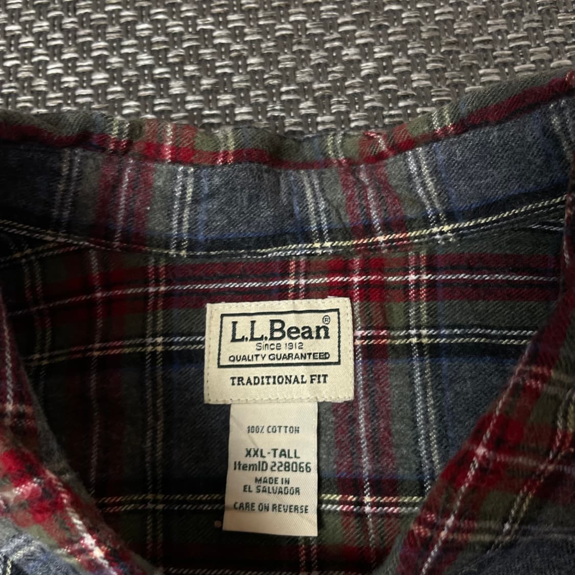 엘엘빈 레드 그린 블루 체크 울 긴팔 셔츠 트레디셔널 핏 2XL 상품이미지4