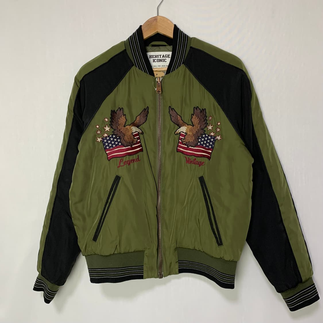 Jeep 빈티지 USA 독수리 자수 스카잔 스카쟌 바시티 자켓 상품이미지3