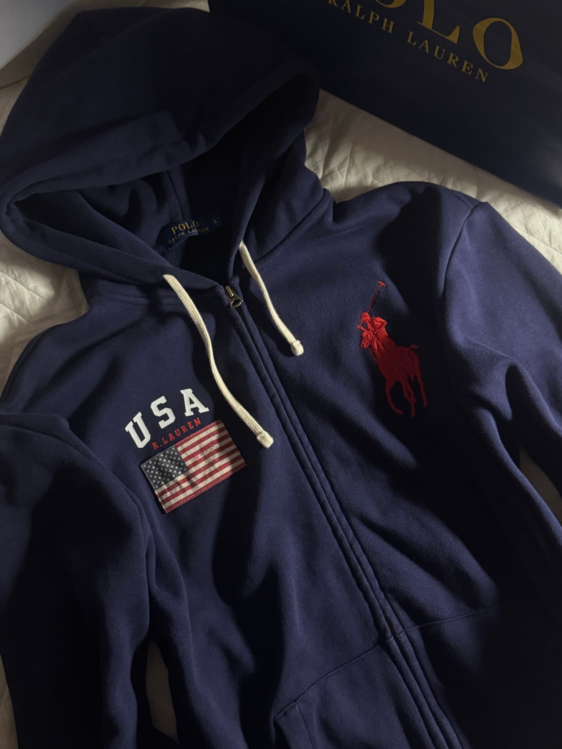폴로 빅포니 성조기 후드집업 네이비 L 상품이미지2