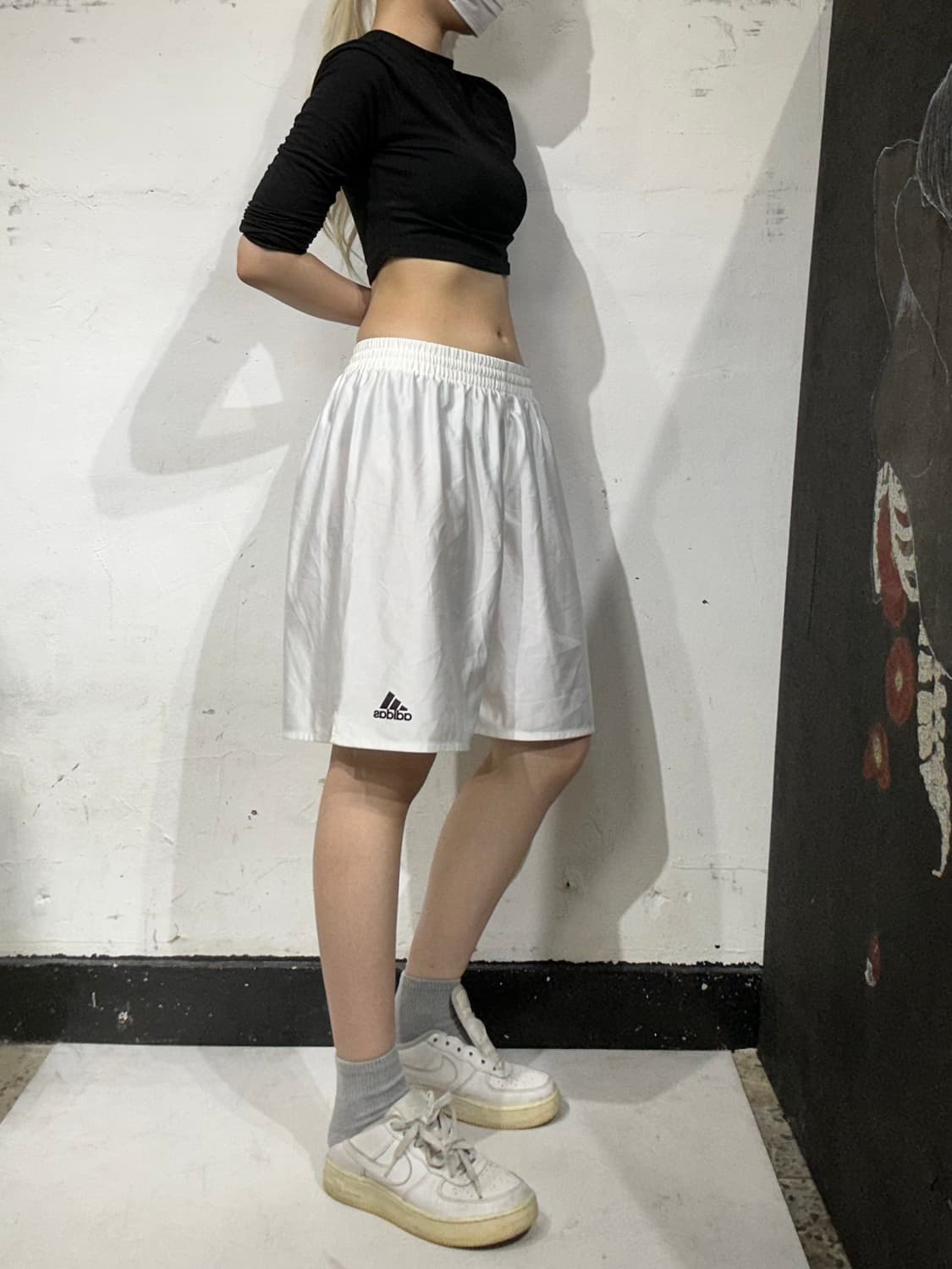 90s 아디다스 화이트 버뮤다 스포티 하프 팬츠 추리닝 반바지 L 상품이미지1
