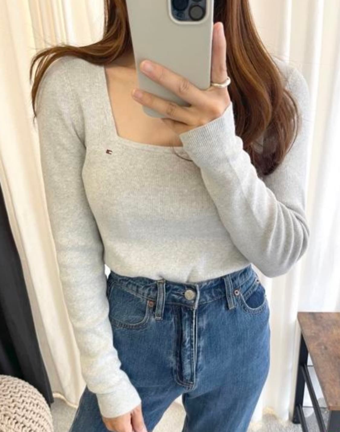 타미힐피거 여성 스퀘어넥 긴팔 스웨터(새상품)(XS 상품이미지5