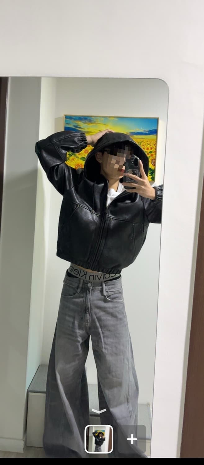 자라 후드 가죽 점퍼 상품이미지1