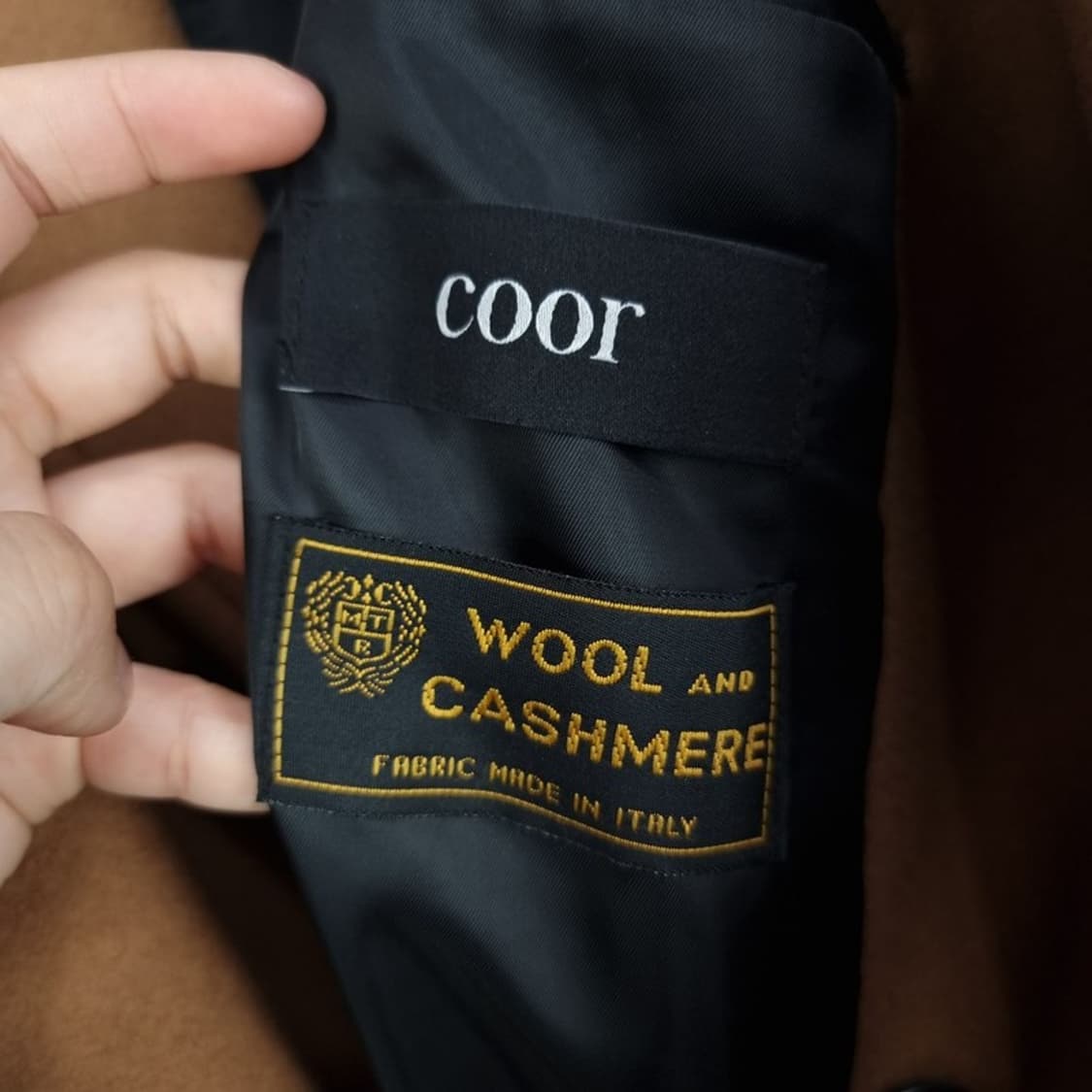 [쿠어] 캐시미어 블랜디드 오버핏 더블 롱코트 카멜 M18119 상품이미지6