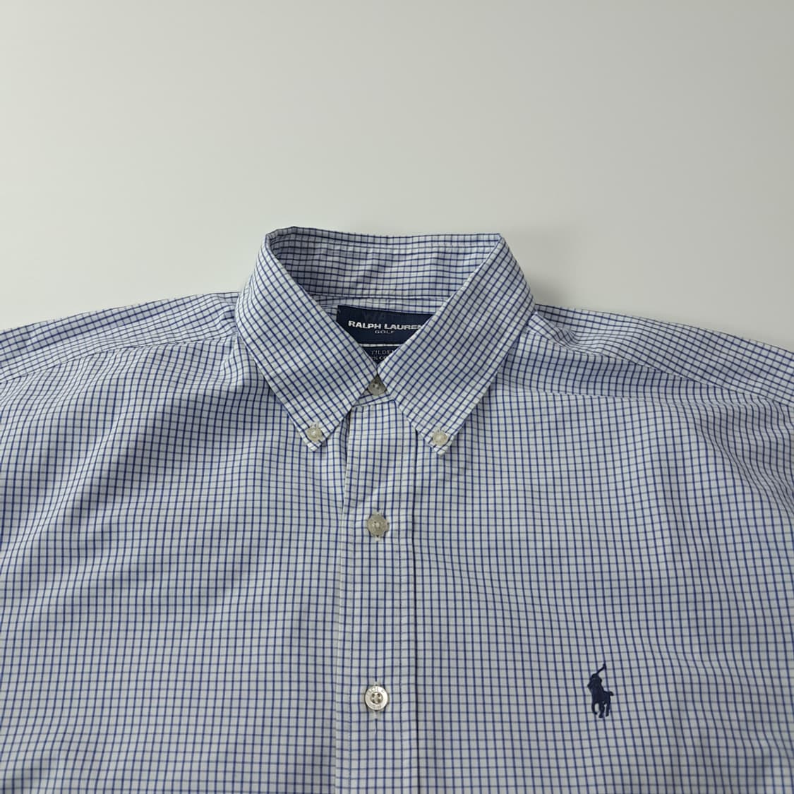 CK354 L 폴로 90s 블루 윈도우페인 반팔 셔츠 남방 상품이미지2