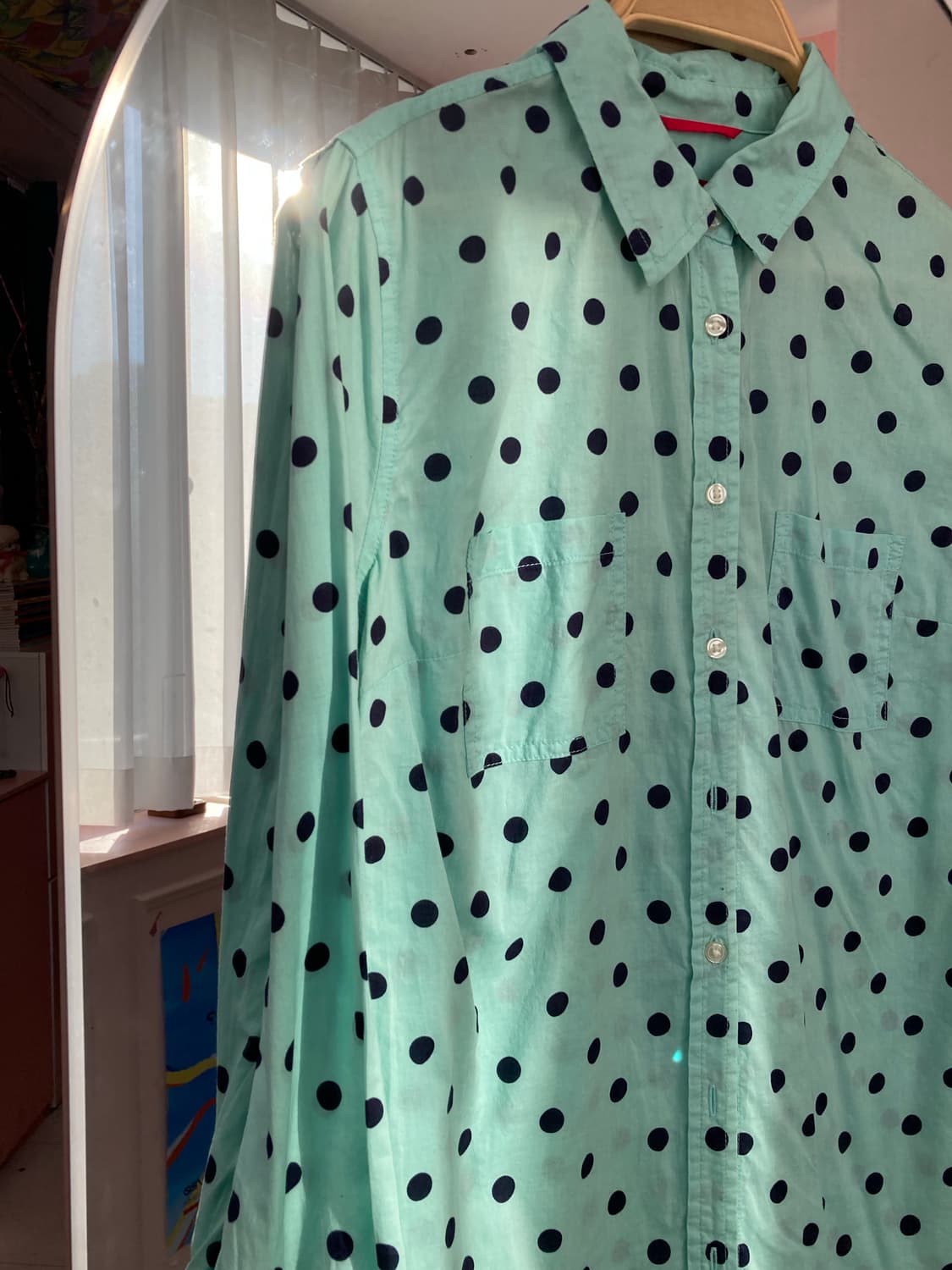 민트초코 도트 코튼 100 셔츠 상품이미지3