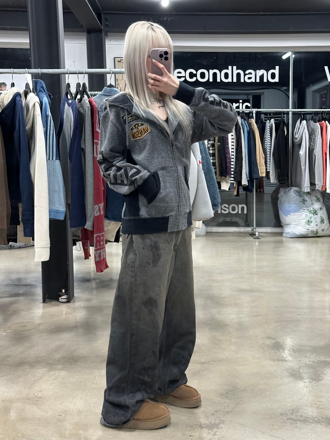 벤슨 자수 와펜 후드 집업 상품이미지2