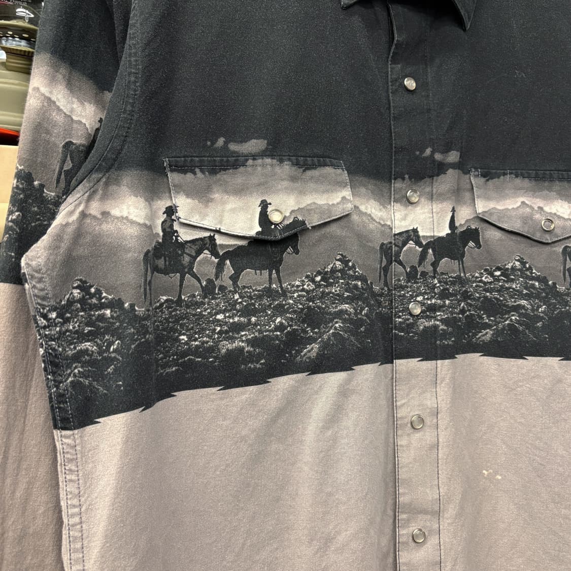 90s 팬핸들 슬림 모노그램 카우보이 그래픽 웨스턴 셔츠 N572 상품이미지5