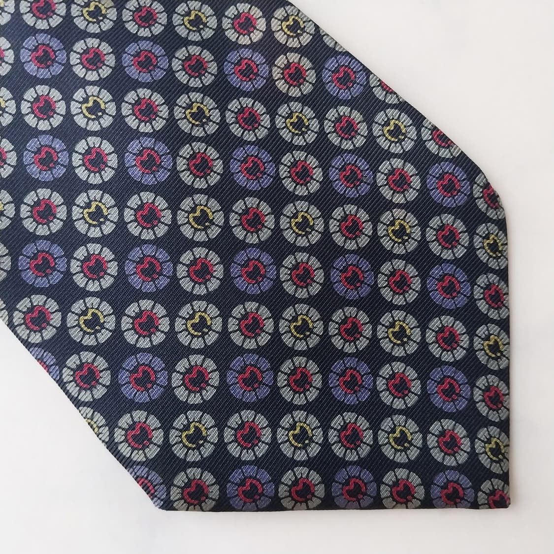 밀라숀 실크 네이비 마이크로 기하 패턴 넥타이 9cm A+등급 K1784 상품이미지8