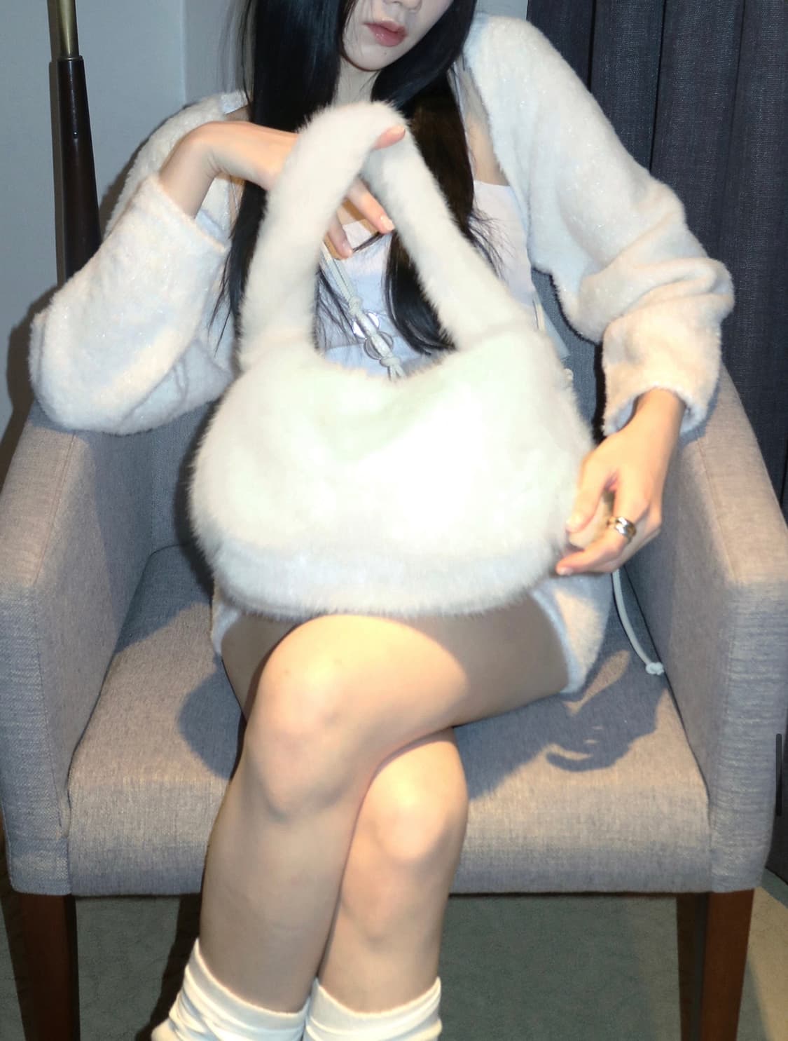 새상품 picea 피시아 퍼 미니 백 화이트 상품이미지1