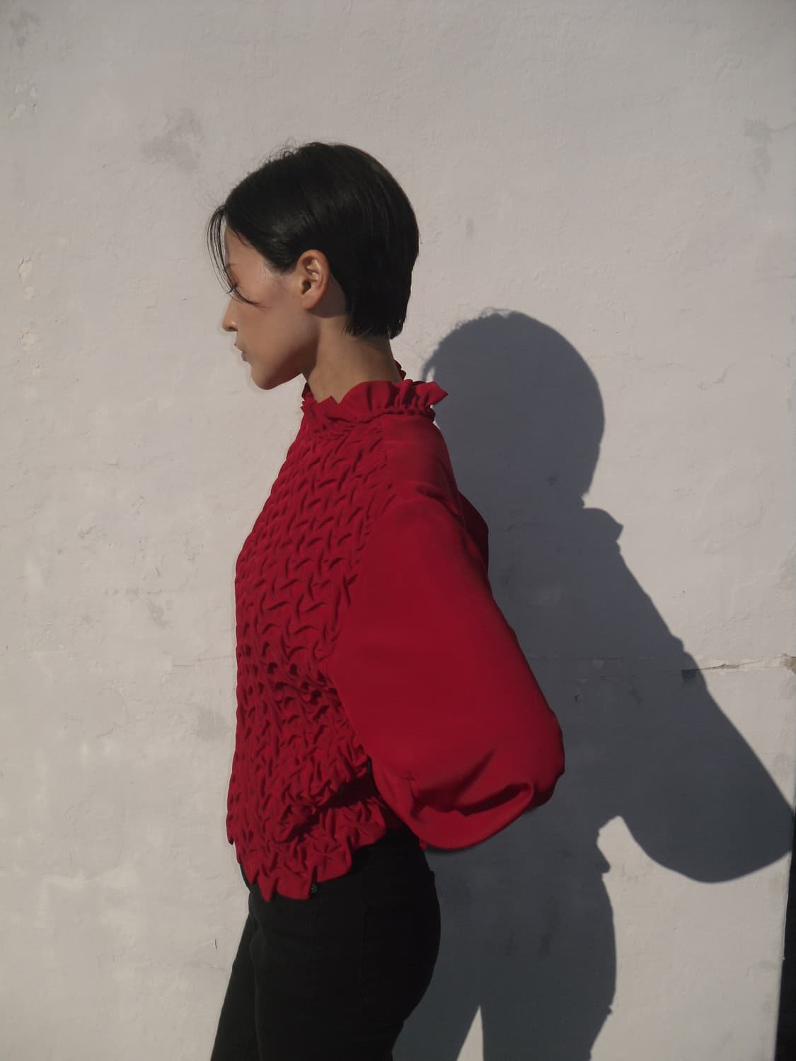 Red wrinkle blouse 상품이미지2