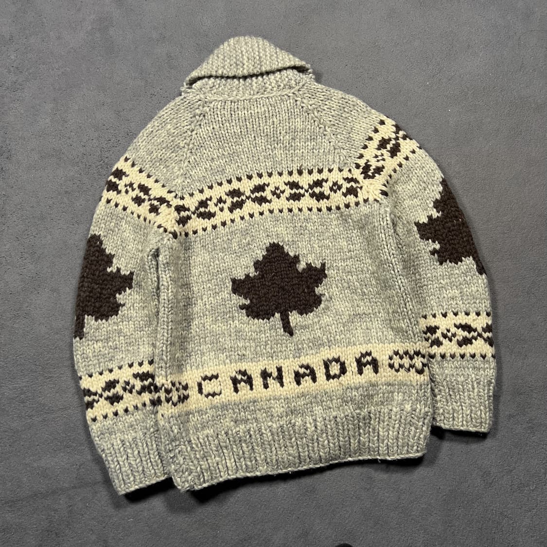 CANADA 단풍 노르딕 헤비울 니트 집업 코위찬 상품이미지5