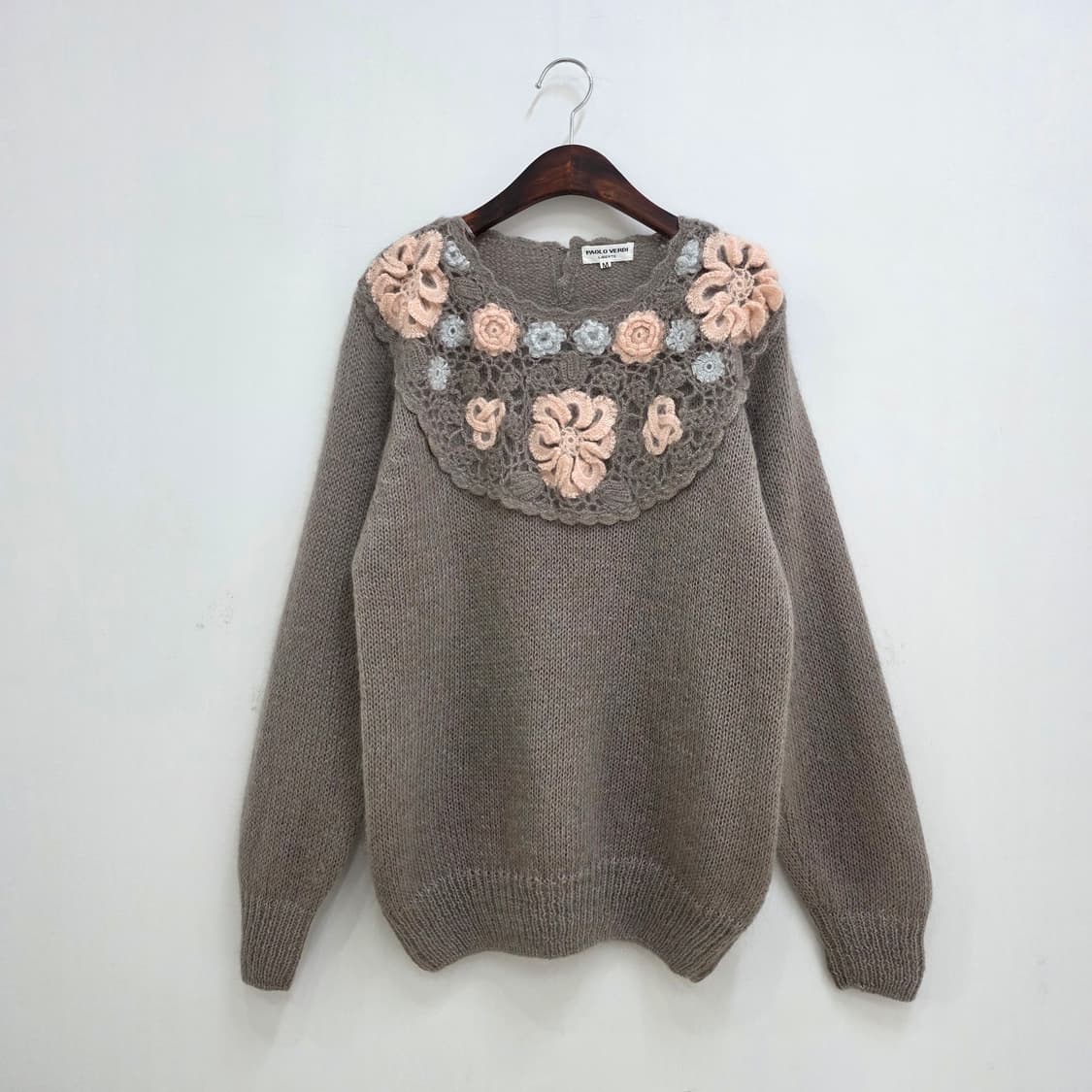 PAOLO VERDI 울혼방 플라워 크로셰 니트 상품이미지1