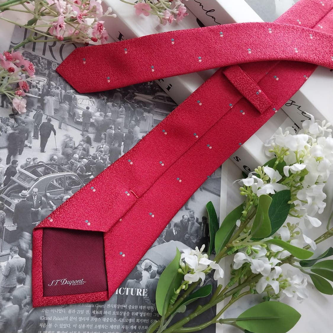 듀퐁 실크 핫핑크 도트 패턴 넥타이 8cm S~A+등급 K2464
 상품이미지4