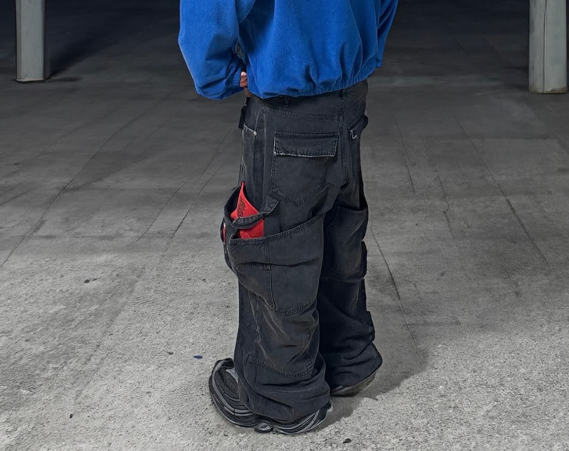 [2] 논노드 더블니 커버 팬츠 빈티지 블랙 상품이미지1