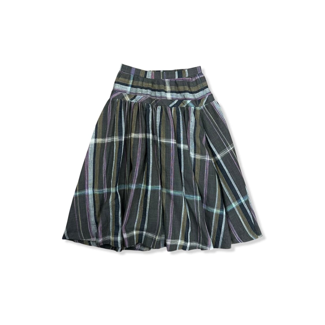 Vintage Check Ruffle Long Skirt 상품이미지1